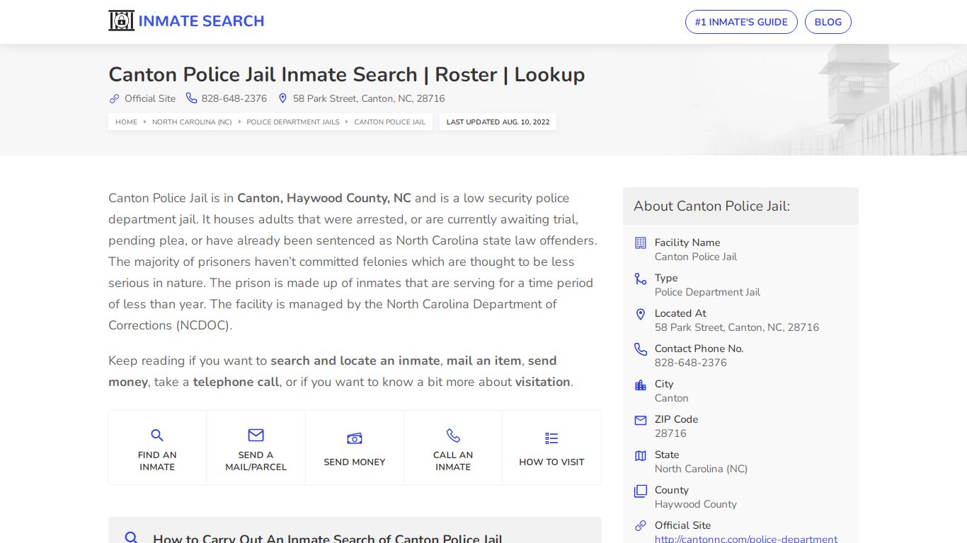 Canton Police Jail Inmate Search | Roster | Lookup